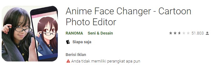 Anime Face Changer Aplikasi edit foto kartun